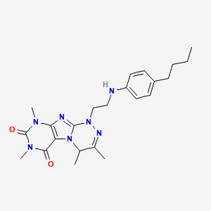 molecular formula C23H31N7O2 B2589900 1-(2-((4-butylphenyl)amino)ethyl)-3,4,7,9-tetramethyl-7,9-dihydro-[1,2,4]triazino[3,4-f]purine-6,8(1H,4H)-dione CAS No. 923167-76-4