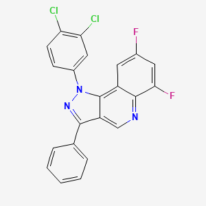 molecular formula C22H11Cl2F2N3 B2589901 1-(3,4-dichlorophenyl)-6,8-difluoro-3-phenyl-1H-pyrazolo[4,3-c]quinoline CAS No. 901264-39-9