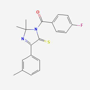 (2,2-dimethyl-5-thioxo-4-(m-tolyl)-2,5-dihydro-1H-imidazol-1-yl)(4-fluorophenyl)methanone