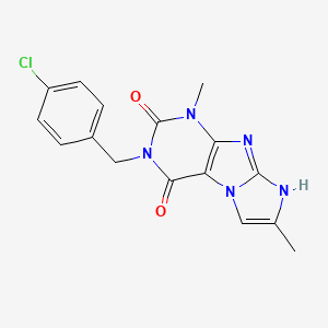 molecular formula C16H14ClN5O2 B2589911 3-(4-chlorobenzyl)-1,7-dimethyl-1H-imidazo[2,1-f]purine-2,4(3H,8H)-dione CAS No. 919012-41-2