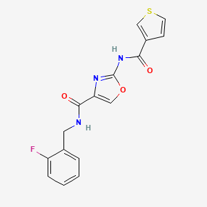 molecular formula C16H12FN3O3S B2589912 N-(2-fluorobenzyl)-2-(thiophene-3-carboxamido)oxazole-4-carboxamide CAS No. 1396872-55-1