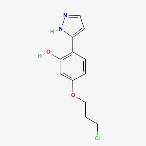 molecular formula C12H13ClN2O2 B2589922 5-(3-chloropropoxy)-2-(1H-pyrazol-3-yl)benzenol CAS No. 1007034-10-7