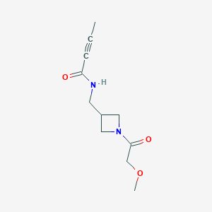 molecular formula C11H16N2O3 B2589946 N-[[1-(2-Methoxyacetyl)azetidin-3-yl]methyl]but-2-ynamide CAS No. 2411314-82-2