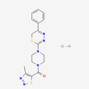 molecular formula C17H19ClN6OS2 B2589952 (4-methyl-1,2,3-thiadiazol-5-yl)(4-(5-phenyl-6H-1,3,4-thiadiazin-2-yl)piperazin-1-yl)methanone hydrochloride CAS No. 1351591-47-3