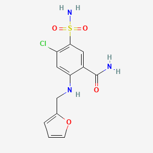 molecular formula C12H12ClN3O4S B2589956 4-Chloro-2-furfurylamino-5-sulfamoyl-benzamide CAS No. 4793-47-9