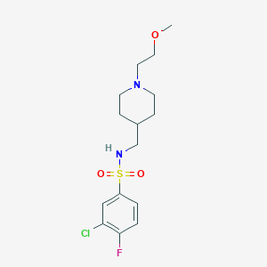 molecular formula C15H22ClFN2O3S B2589957 3-chloro-4-fluoro-N-((1-(2-methoxyethyl)piperidin-4-yl)methyl)benzenesulfonamide CAS No. 952983-32-3