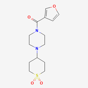 molecular formula C14H20N2O4S B2589960 (4-(1,1-dioxidotetrahydro-2H-thiopyran-4-yl)piperazin-1-yl)(furan-3-yl)methanone CAS No. 2034287-40-4