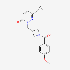 molecular formula C19H21N3O3 B2589970 6-Cyclopropyl-2-[[1-(4-methoxybenzoyl)azetidin-3-yl]methyl]pyridazin-3-one CAS No. 2310097-70-0