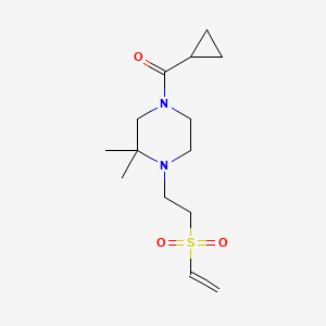 molecular formula C14H24N2O3S B2589971 Cyclopropyl-[4-(2-ethenylsulfonylethyl)-3,3-dimethylpiperazin-1-yl]methanone CAS No. 2249258-60-2