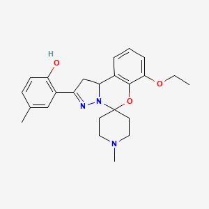 molecular formula C24H29N3O3 B2589977 2-(7-Ethoxy-1'-methyl-1,10b-dihydrospiro[benzo[e]pyrazolo[1,5-c][1,3]oxazine-5,4'-piperidin]-2-yl)-4-methylphenol CAS No. 899972-56-6