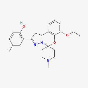 molecular formula C24H29N3O3 B2589977 2-(7-Etoxi-1'-metil-1,10b-dihidroespiro[benzo[e]pirazolo[1,5-c][1,3]oxazina-5,4'-piperidin]-2-il)-4-metilfenol CAS No. 899972-56-6