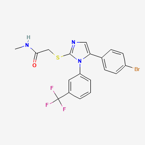 molecular formula C19H15BrF3N3OS B2589978 2-((5-(4-溴苯基)-1-(3-(三氟甲基)苯基)-1H-咪唑-2-基)硫代)-N-甲基乙酰胺 CAS No. 1226445-43-7