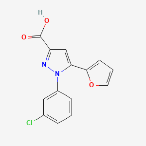molecular formula C14H9ClN2O3 B2589981 1-(3-chlorophenyl)-5-(furan-2-yl)-1H-pyrazole-3-carboxylic acid CAS No. 957013-17-1