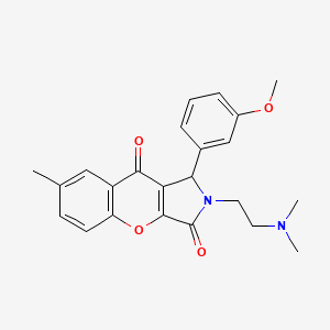 molecular formula C23H24N2O4 B2589982 2-(2-(Dimethylamino)ethyl)-1-(3-methoxyphenyl)-7-methyl-1,2-dihydrochromeno[2,3-c]pyrrole-3,9-dione CAS No. 631887-24-6