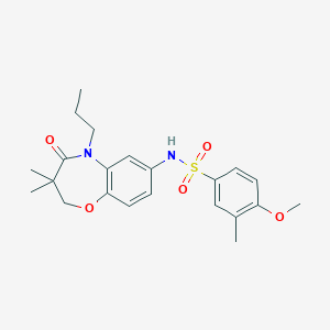 molecular formula C22H28N2O5S B2589987 N-(3,3-二甲基-4-氧代-5-丙基-2,3,4,5-四氢苯并[b][1,4]噁杂环庚-7-基)-4-甲氧基-3-甲基苯磺酰胺 CAS No. 922056-70-0