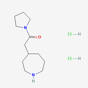molecular formula C12H24Cl2N2O B2589993 2-(氮杂环戊-4-基)-1-(吡咯烷-1-基)乙烷-1-酮二盐酸盐 CAS No. 1909336-53-3