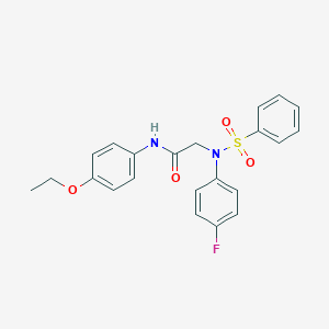 molecular formula C22H21FN2O4S B259001 N-[4-(ethyloxy)phenyl]-2-[(4-fluorophenyl)(phenylsulfonyl)amino]acetamide 
