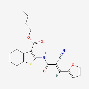 molecular formula C21H22N2O4S B2590010 (E)-butyl 2-(2-cyano-3-(furan-2-yl)acrylamido)-4,5,6,7-tetrahydrobenzo[b]thiophene-3-carboxylate CAS No. 327063-00-3