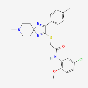 molecular formula C24H27ClN4O2S B2590011 N-(5-chloro-2-methoxyphenyl)-2-((8-methyl-3-(p-tolyl)-1,4,8-triazaspiro[4.5]deca-1,3-dien-2-yl)thio)acetamide CAS No. 1184995-71-8