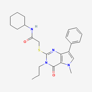 N-cyclohexyl-2-({5-methyl-4-oxo-7-phenyl-3-propyl-3H,4H,5H-pyrrolo[3,2-d]pyrimidin-2-yl}sulfanyl)acetamide