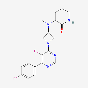 B2590023 3-[[1-[5-Fluoro-6-(4-fluorophenyl)pyrimidin-4-yl]azetidin-3-yl]-methylamino]piperidin-2-one CAS No. 2379950-55-5