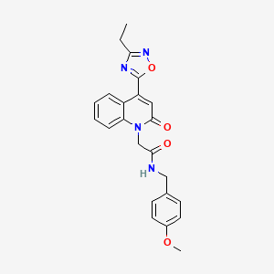 molecular formula C23H22N4O4 B2590030 2-(4-(3-ethyl-1,2,4-oxadiazol-5-yl)-2-oxoquinolin-1(2H)-yl)-N-(4-methoxybenzyl)acetamide CAS No. 1251548-25-0
