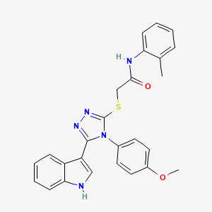 molecular formula C26H23N5O2S B2590034 2-((5-(1H-indol-3-yl)-4-(4-methoxyphenyl)-4H-1,2,4-triazol-3-yl)thio)-N-(o-tolyl)acetamide CAS No. 946329-81-3