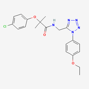molecular formula C20H22ClN5O3 B2590036 2-(4-氯苯氧基)-N-((1-(4-乙氧基苯基)-1H-四唑-5-基)甲基)-2-甲基丙酰胺 CAS No. 1005305-72-5