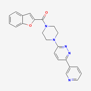 molecular formula C22H19N5O2 B2590043 ベンゾフラン-2-イル(4-(6-(ピリジン-3-イル)ピリダジン-3-イル)ピペラジン-1-イル)メタノン CAS No. 1257551-28-2