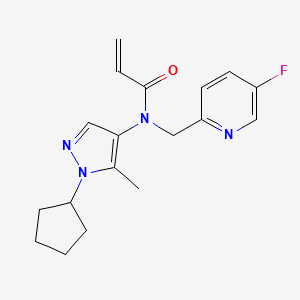 molecular formula C18H21FN4O B2590044 N-(1-Cyclopentyl-5-methylpyrazol-4-yl)-N-[(5-fluoropyridin-2-yl)methyl]prop-2-enamide CAS No. 2411318-19-7