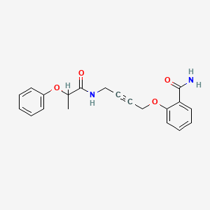 molecular formula C20H20N2O4 B2590046 2-((4-(2-Phenoxypropanamido)but-2-yn-1-yl)oxy)benzamide CAS No. 1421527-91-4