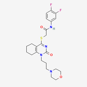 molecular formula C23H28F2N4O3S B2590047 N-(3,4-difluorophenyl)-2-((1-(3-morpholinopropyl)-2-oxo-1,2,5,6,7,8-hexahydroquinazolin-4-yl)thio)acetamide CAS No. 899749-59-8