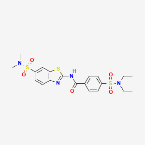 molecular formula C20H24N4O5S3 B2590068 4-(N,N-二乙基氨磺酰基)-N-(6-(N,N-二甲基氨磺酰基)苯并[d]噻唑-2-基)苯甲酰胺 CAS No. 923146-66-1