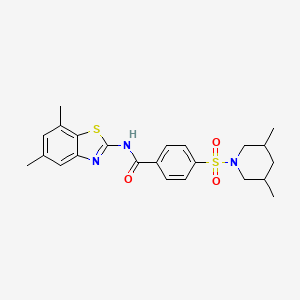 molecular formula C23H27N3O3S2 B2590074 N-(5,7-dimethylbenzo[d]thiazol-2-yl)-4-((3,5-dimethylpiperidin-1-yl)sulfonyl)benzamide CAS No. 851080-77-8