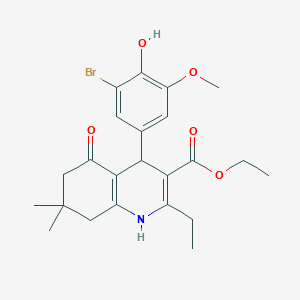 molecular formula C23H28BrNO5 B259008 Ethyl 4-(3-bromo-4-hydroxy-5-methoxyphenyl)-2-ethyl-7,7-dimethyl-5-oxo-1,4,5,6,7,8-hexahydro-3-quinolinecarboxylate 