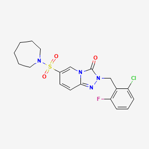 molecular formula C19H20ClFN4O3S B2590080 6-(azepan-1-ylsulfonyl)-2-(2-chloro-6-fluorobenzyl)-[1,2,4]triazolo[4,3-a]pyridin-3(2H)-one CAS No. 1251693-02-3
