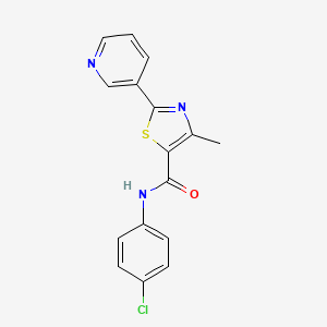 molecular formula C16H12ClN3OS B2590085 N-(4-chlorophenyl)-4-methyl-2-(3-pyridinyl)-1,3-thiazole-5-carboxamide CAS No. 39067-30-6