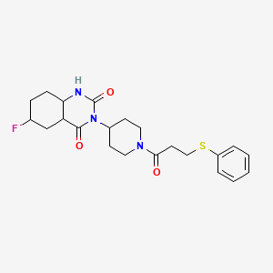 molecular formula C22H22FN3O3S B2590095 6-Fluoro-3-{1-[3-(phenylsulfanyl)propanoyl]piperidin-4-yl}-1,2,3,4-tetrahydroquinazoline-2,4-dione CAS No. 2034533-26-9