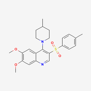 molecular formula C24H28N2O4S B2590107 6,7-Dimethoxy-4-(4-methylpiperidin-1-yl)-3-tosylquinoline CAS No. 866848-37-5