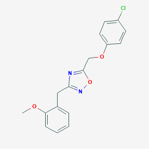 molecular formula C17H15ClN2O3 B259011 5-[(4-Chlorophenoxy)methyl]-3-(2-methoxybenzyl)-1,2,4-oxadiazole 