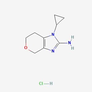 molecular formula C9H14ClN3O B2590117 1-Cyclopropyl-1,4,6,7-tetrahydropyrano[3,4-d]imidazol-2-amine hydrochloride CAS No. 2172460-98-7