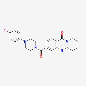 molecular formula C24H27FN4O2 B2590139 3-[4-(4-氟苯基)哌嗪-1-羰基]-5-甲基-5H,5aH,6H,7H,8H,9H,11H-吡啶并[2,1-b]喹唑啉-11-酮 CAS No. 1574590-99-0
