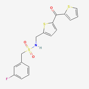 molecular formula C17H14FNO3S3 B2590173 1-(3-fluorophenyl)-N-((5-(thiophene-2-carbonyl)thiophen-2-yl)methyl)methanesulfonamide CAS No. 1421481-59-5