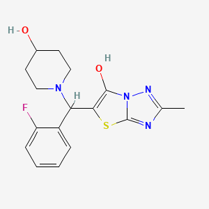 5-((2-Fluorophenyl)(4-hydroxypiperidin-1-yl)methyl)-2-methylthiazolo[3,2-b][1,2,4]triazol-6-ol