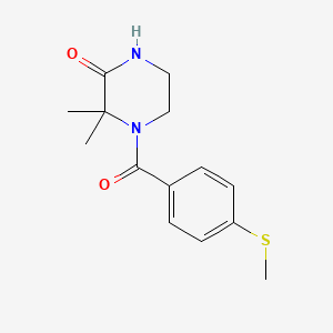 molecular formula C14H18N2O2S B2590179 3,3-Dimethyl-4-(4-(methylthio)benzoyl)piperazin-2-one CAS No. 952886-95-2