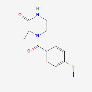 molecular formula C14H18N2O2S B2590179 3,3-二甲基-4-(4-(甲硫基)苯甲酰)哌嗪-2-酮 CAS No. 952886-95-2