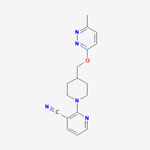 molecular formula C17H19N5O B2590187 2-[4-[(6-Methylpyridazin-3-yl)oxymethyl]piperidin-1-yl]pyridine-3-carbonitrile CAS No. 2380071-94-1