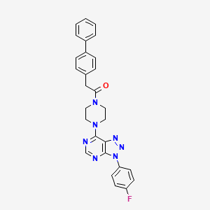 molecular formula C28H24FN7O B2590188 2-([1,1'-联苯]-4-基)-1-(4-(3-(4-氟苯基)-3H-[1,2,3]三唑并[4,5-d]嘧啶-7-基)哌嗪-1-基)乙酮 CAS No. 920365-77-1
