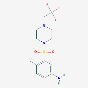 molecular formula C13H18F3N3O2S B2590191 4-Methyl-3-{[4-(2,2,2-trifluoroethyl)piperazin-1-yl]sulfonyl}aniline CAS No. 930395-84-9