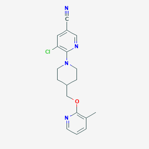 5-Chloro-6-[4-[(3-methylpyridin-2-yl)oxymethyl]piperidin-1-yl]pyridine-3-carbonitrile